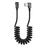 Cable Rudo Espiral Cargador Usb 90° iPhone 5 6 7 8 X 11 12