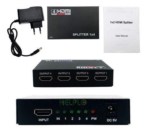 Duplicador Splitter Cabo Hdmi 1x4 Divisor Full Hd 1.4 3d Hub