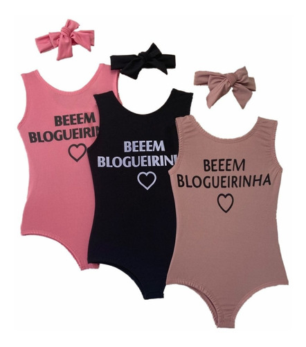 Roupa Infantil Body Bloguerinha Maiô Feminino Laço Fashion