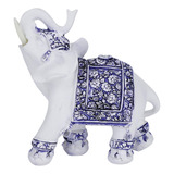 Estatua Elefante Poliresina Dorada Tronco Suerte Decoración