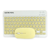 Combo Teclado + Mouse Bluetooh Electro Movil Amarillo