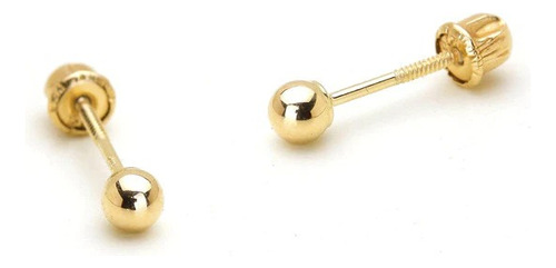 Broquel Bola P/ Bebe 3mm Oro Solido 10k