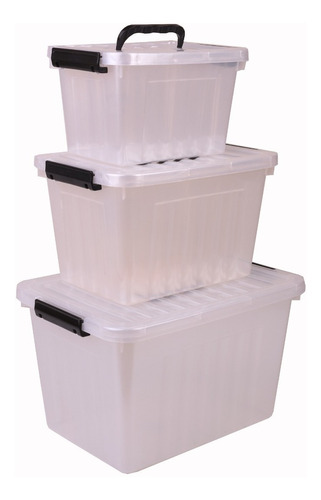 Caja Organizadora Apilable  Plastico Set X 3 