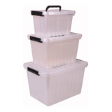 Caja Organizadora Apilable  Plastico Set X 3 