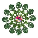 Hojas De Palma Artificial Monstera,flores De Hibisco,84 Pzs
