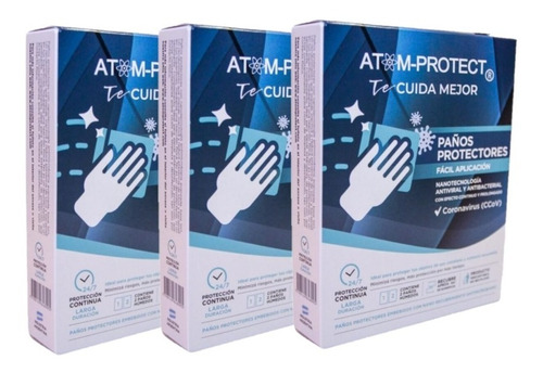 Atom Protect Combo X 3 Paños Sanitizantes Virus Y Bacterias