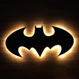 Cuadro Batman Led A Pilas - Madera - 60 Cm X 25 Cm -