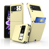 Funda Para Samsung Galaxy Z Flip 3 -crema C/ Tarjetero