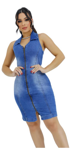 Vestido Jeans Curto Frente Única Com Lycra - Coleção Ibiza