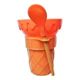 Copa Para Helado Plástica Con Cuchara Diseño Cucurucho Cono