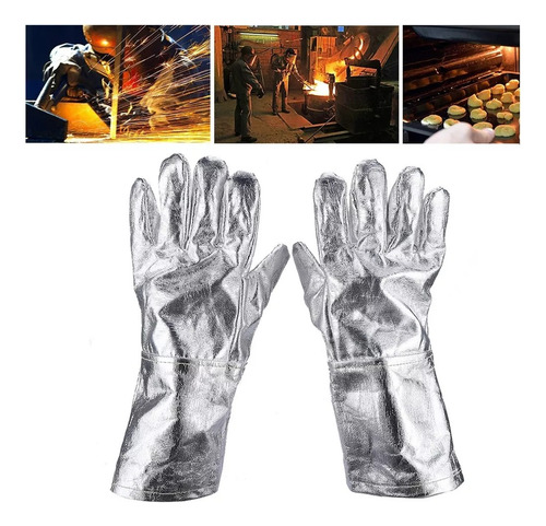 Guantes Largos Aluminizados Resistentes Al Fuego Para Soldar