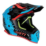 Máscara De Motocross Capacete Trilha Just1 J38 Azul Vermelho Negro