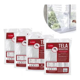 Kit 4 Tela Mosquiteira Janela Velcro Ajustável Anti Insetos