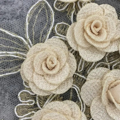 1 Par De Bordado 3d Apliques De Flores De Encaje De Oro | MercadoLibre