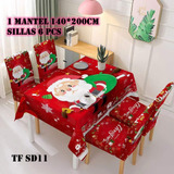 Mantel Rectangular  De Navidad Con 6 Fundas De Sillas 