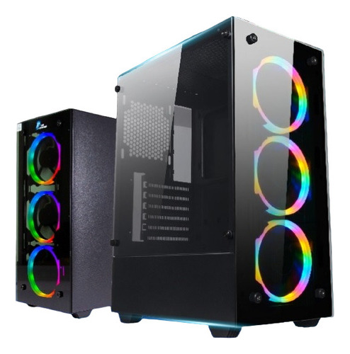 Chasis Gamer Con Vidrio Templado + 5 Fan Rgb + Fuente 350w