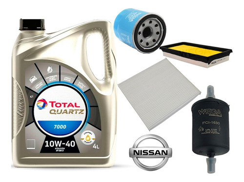 Kit Filtros Nissan Versa March + Aceite Total 7000 10w40 4l