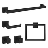 Set De Accesorios De Baño De Acero Inoxidable Negro Ma...