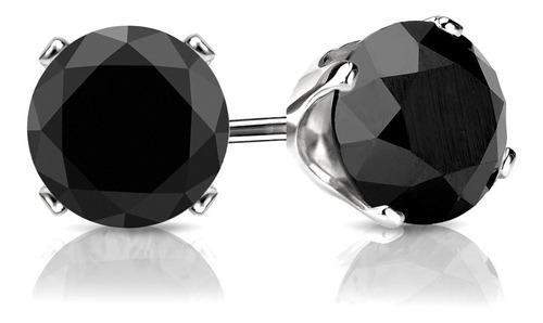 Arete Plata Para Hombre, Diamante Negro + Regalo 2x1 . 