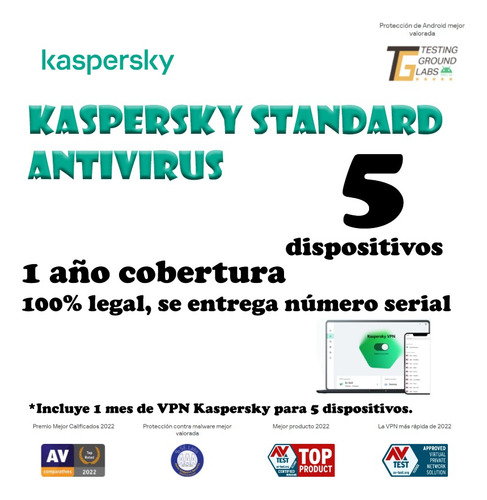 Kaspersky Antivirus 1 Año 5 Pc Windows Licencia Original