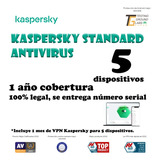 Kaspersky Antivirus 1 Año 5 Pc Windows Licencia Original