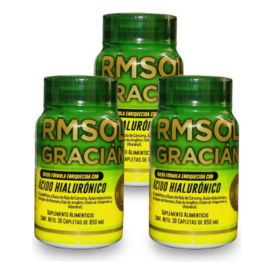 Suplemento Nutricional RMSOL con Ácido Hialurónico y Cúrcuma en Cápsulas, Pack de 3 Unidades | Meses sin interés