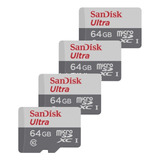 Kit 4 Cartão De Memoria Micro Sd 64gb Sandisk Para Camêra Ip