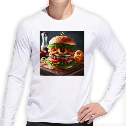 Remera Hombre Ml Hamburguesa Burger Burga Comida Resto