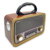Caixa Som Rádio Retrô A3199 Bluetooth Portátil Recarregável Cor Marrom Vintage 110v/220v