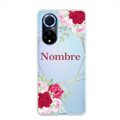 Funda Huawei Uso Rudo Flores Personalizada Con Tu Nombre