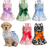 Sanwuta 5 Piezas De Vestido Floral Con Lazo Para Perro, Vest