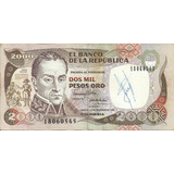 Colombia 2000 Pesos Oro 17 Diciembre 1990