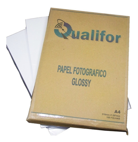 100 Folhas Papel Foto 120g A4 - Dupla Face Glossy (brilho) 