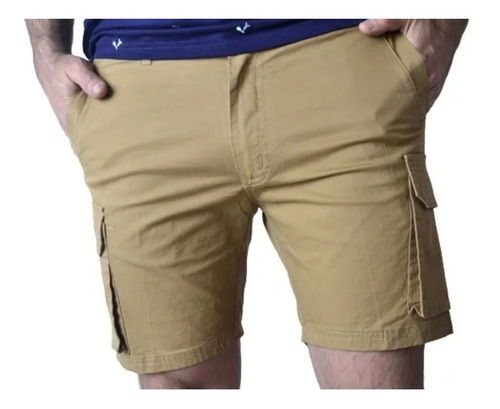 Bermudas De Gabardina Cargo Elastizada Corte Chino Importada