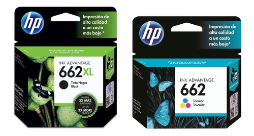 Combo Cartucho  Hp 662xl Negro + 662 Color Estandar Original