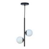 Pendente Jabuticaba /2 Globo De Vidro - Preto 110v/220v