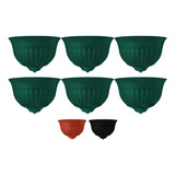 Kit 6 Vaso Plástico Parede Meia Lua Decoração Plantas Jardim