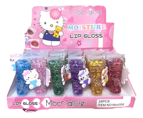 Pack 6 Brillos Labiales Lip Gloss Llavero Hello Kitty Niñas