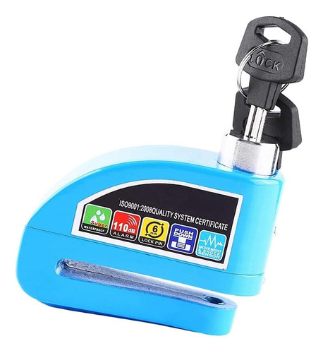 Candado Freno De Disco Con Alarma 9 Vcc Azul Color Azul Acero