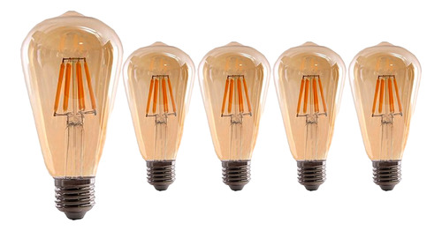 Pack 5 Ampolletas Led Filamento Edison Vintage 6w - Sumatel