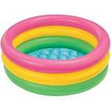 Piscina Inflable Redondo Intex Sunset Glow 57107 33l Rosa Y Amarilla Y Verde Caja