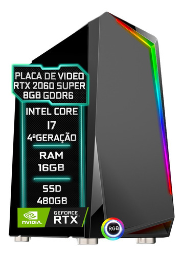 Pc Gamer Fácil Intel I7 4ª 16gb Rtx 2060 8gb Ssd 480gb 750w