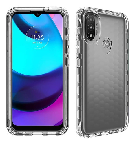 Funda Moto E20 / E40 Transparente Uso Rudo + Mica De Cristal