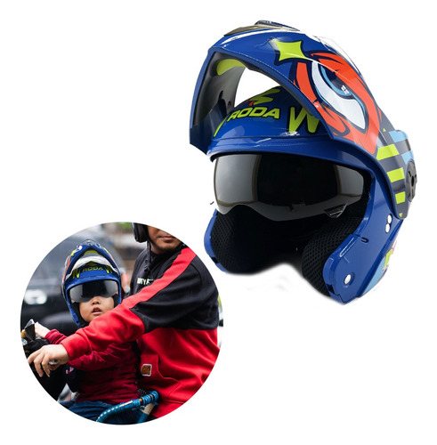 Casco De Niño Para Moto Abatible Con Gafas Certificado Ghira