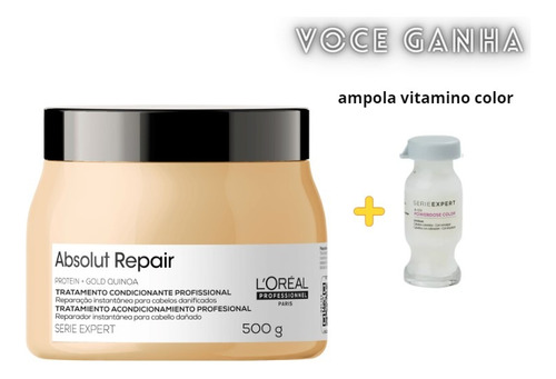 Máscara Loreal Absolut Repair Gold Quinoa 500g + Brinde