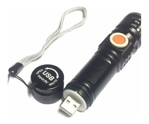 Mini Linterna Led De Mano Bolsillo Recargable Por Usb 11cm.