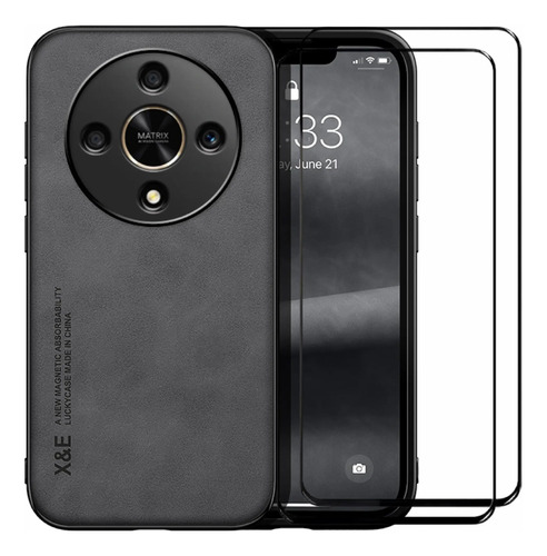 Funda Para Huawei Honor X9b/magic 6 Lite, Soporte Magnético Integrado Con Placa Metálica, Funda De Piel Protectora Y 2 Micas