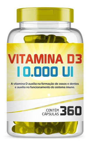 Vitamina D3 10.000ui Com 360 Cápsulas