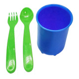 Kit Vajilla Infantil Vaso Tenedor Y Cuchara Plastico