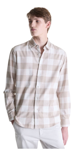 Camisa Algodón Beige Cuadros Equus Estonia De Hombre Urbana